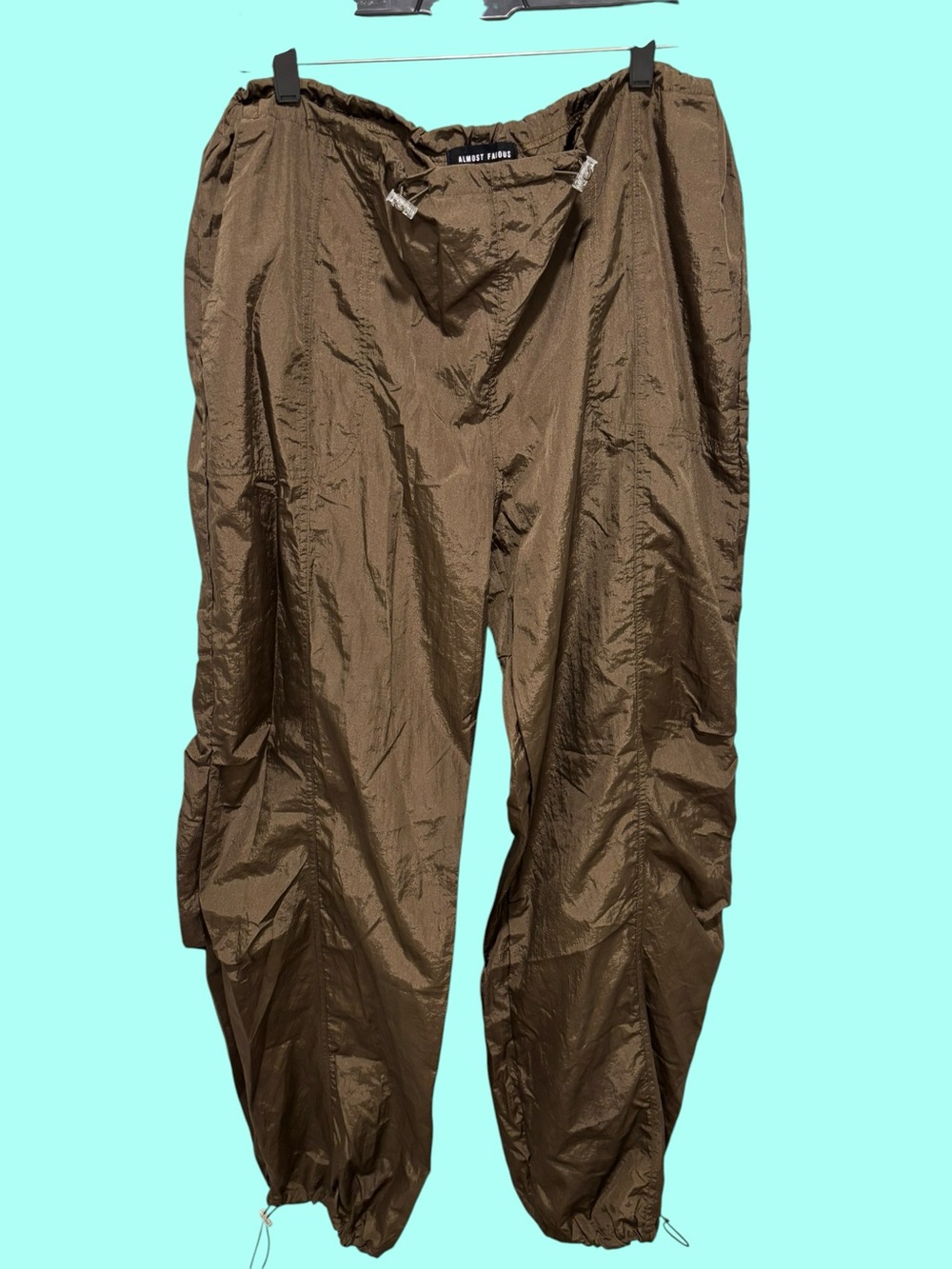 Almost Famous Brown Parachute Jogger Pants Size XL